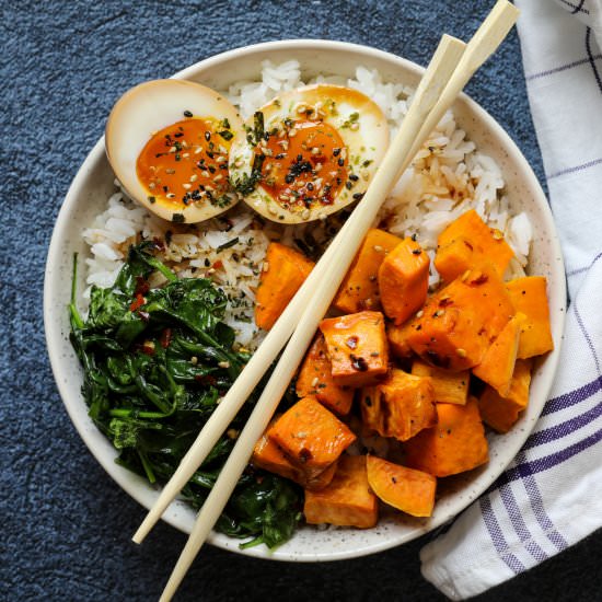 Ramen Egg Rice Bowl - Recipe photo by Chef Molly