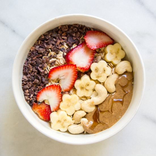 Strawberry Banana Cacao Nib Bowl - Recipe photo by thecookingrx
