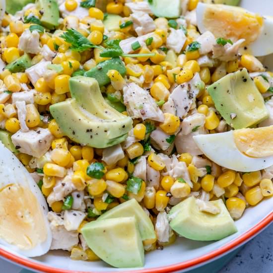 EASY CHICKEN AVOCADO CORN SALAD - Recipe photo by healthyfitnessmeals