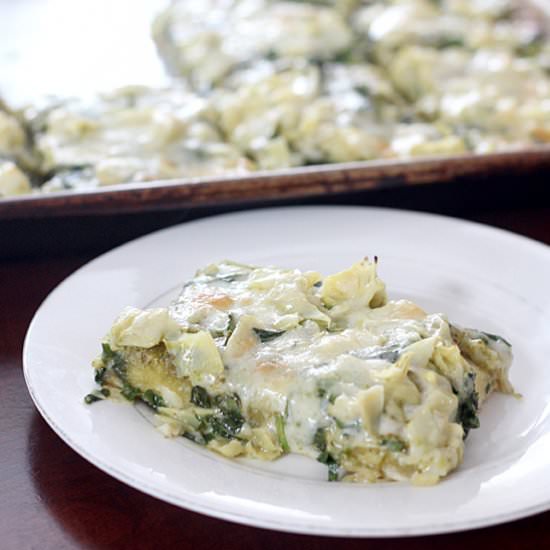 Spinach Artichoke Pesto Pizza - Recipe photo by goofymama