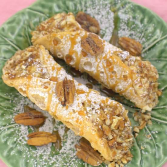 Caramel Pecan Cannoli - Recipe photo by PalatablePastime