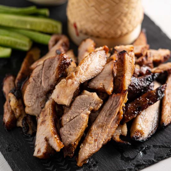 Thai Grilled Pork Neck (Kor Moo Yan) - Recipe photo by cookingwithnart