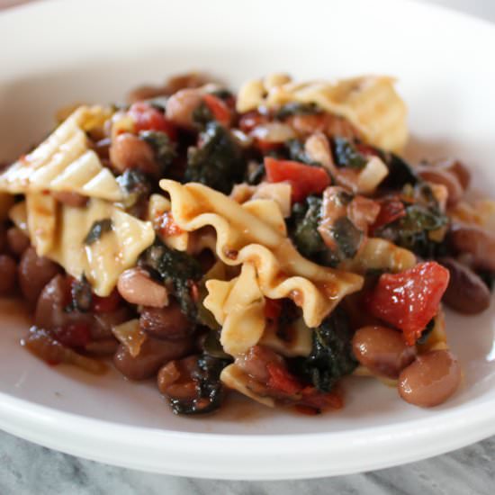 Beans & Greens with Broken Lasagna - Recipe photo by vegancabinlife