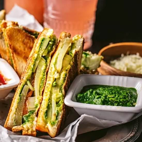 Bombay Grilled Veggie Sandwich - Recipe photo by SimmertoSlimmer
