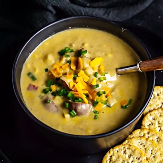 Instant Pot Potato Corn Chowder - Recipe photo by SimmertoSlimmer