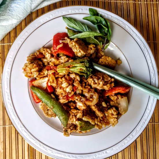 Thai Peanut Tempeh with Rice - Recipe photo by Melissatraub