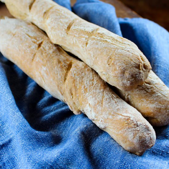 Crusty Baguettes - Recipe photo by vegancabinlife
