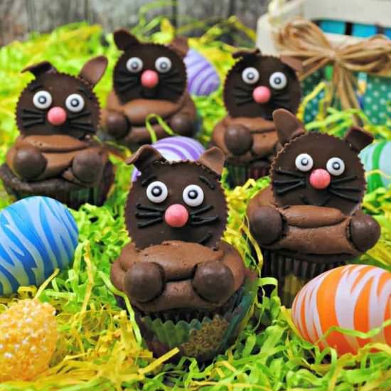 Easter Bunny Candy Cupcakes - Recipe photo by CrayonsAndCravings