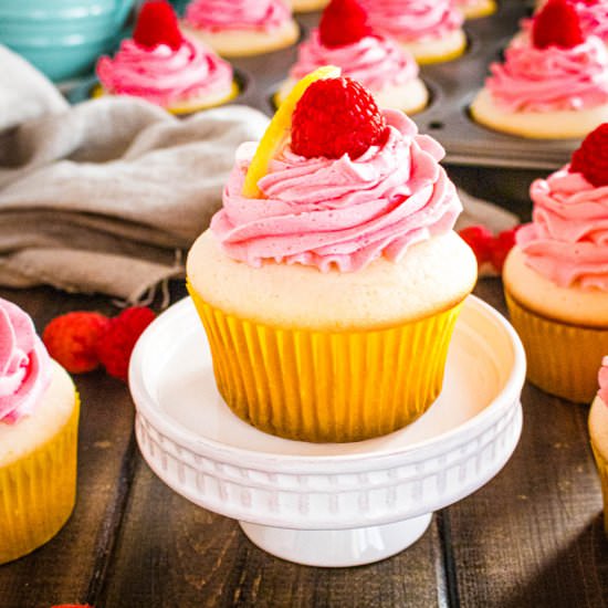 Lemon Cupcakes with Raspberry Icing - Recipe photo by Sweet Beginnings