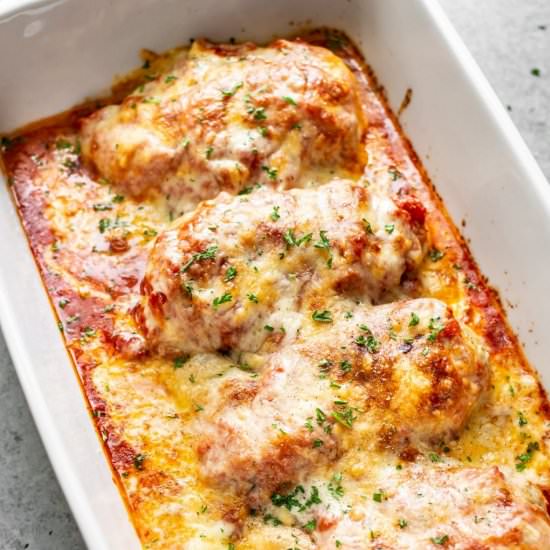 cheesy mozzarella chicken bake - Recipe photo by saltandlavender