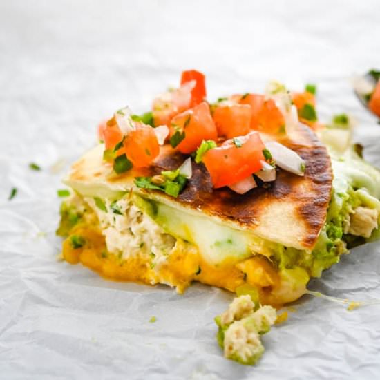 Cheesy Avocado Tuna Melt Quesadilla - Recipe photo by garlic and zest