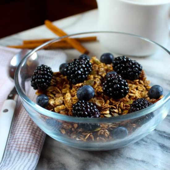 Super Cinnamon Granola - Recipe photo by vegancabinlife