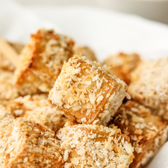 crispy coconut crusted tofu - Recipe photo by okonomi kitchen