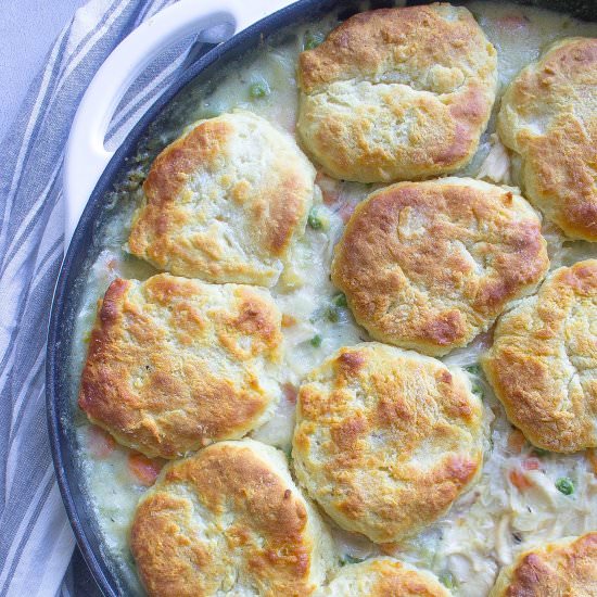 Skillet Chicken Pot Pie & Biscuits - Recipe photo by Kathryns.kitchen.blog