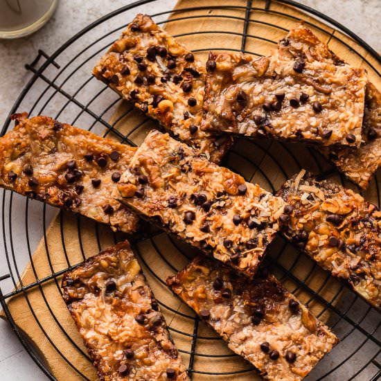 Healthy Magic Bars - Recipe photo by peanutbutterpluschocolate
