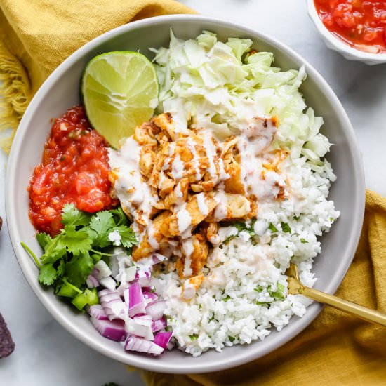 Spicy Fish Taco Bowls - Recipe photo by ourbalancedbowl