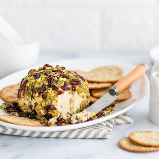 CRANBERRY AND PISTACHIO CHEESE BALL - Recipe photo by Art of Palate