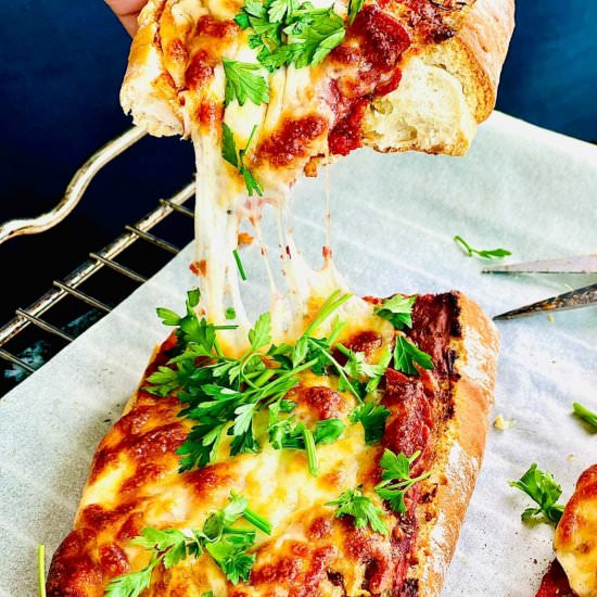 Vegetarian pizza on ciabatta bread - Recipe photo by ramonascuisine