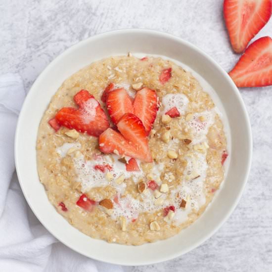 Strawberry porridge - Recipe photo by Mandy Sneaky Veg