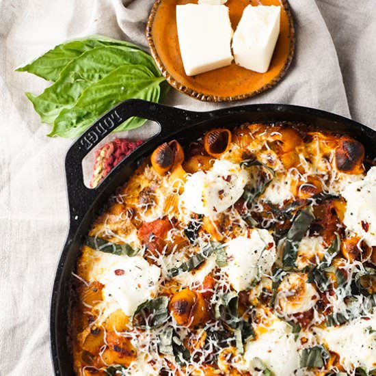 Cheesy Baked Pasta Skillet - Recipe photo by Hungry Haley