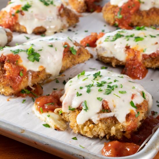 Crispy Chicken Parmesan - Recipe photo by For the Love of Cooking