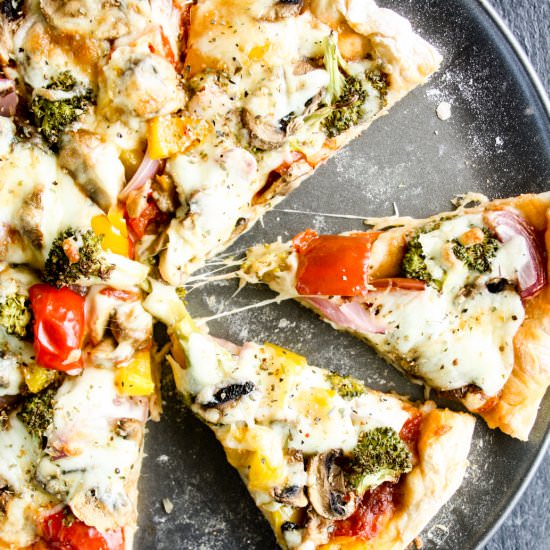 Loaded Veggie Pizza - Recipe photo by The Desserted Girl