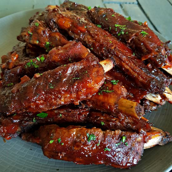 red wine braised honey pork ribs - Recipe photo by kaluhiskitchen