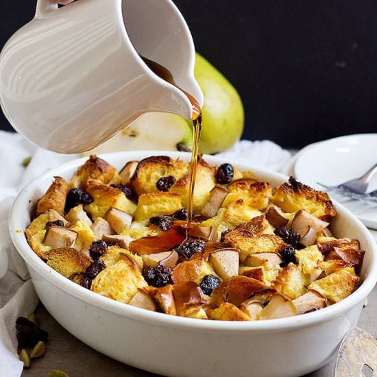 Challah Bread Pudding with Pears - Recipe photo by unicorns in the kitchen