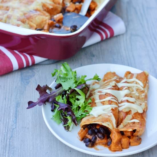 Sweet Potato Black Bean Enchiladas - Recipe photo by alternativedish