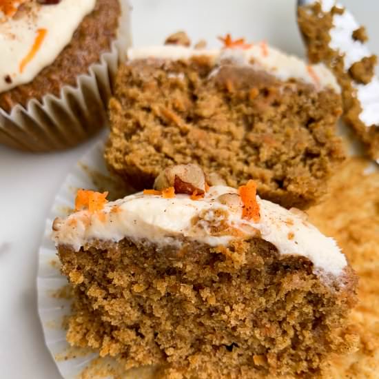 Healthier Carrot Cake Cupcakes - Recipe photo by Wellness by Kay