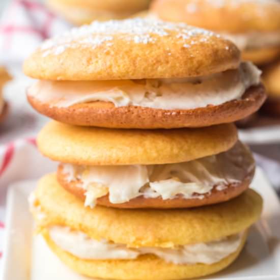 Pineapple Cake Mix Whoopie Pies - Recipe photo by feastforafraction