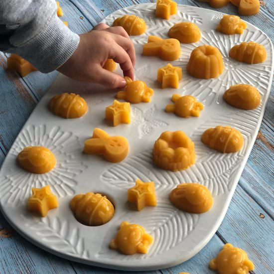Peach and mango Easter gummies - Recipe photo by Once a Foodie