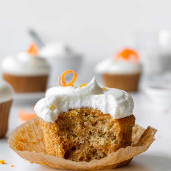 Carrot Cupcakes with Orange & Carrots - Recipe photo by bakingistherapy