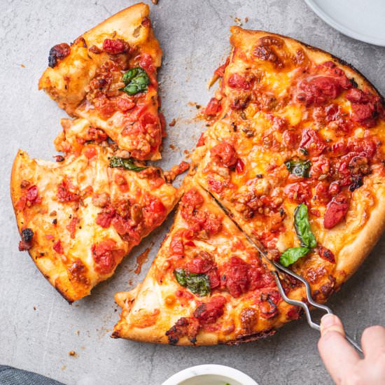 Spicy Sausage Deep Dish Pizza - Recipe photo by TheFrayedApron