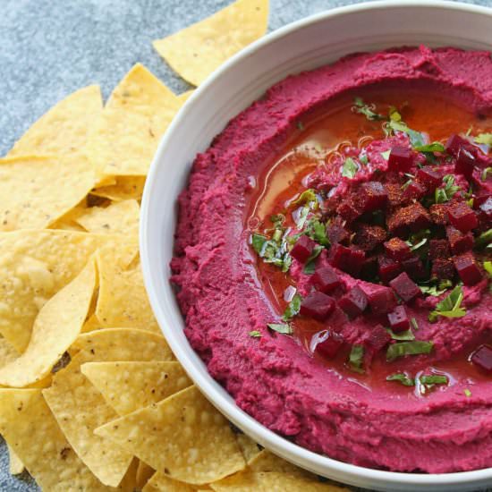 Baharat Roasted Beet Hummus - Recipe photo by dishnthekitchen