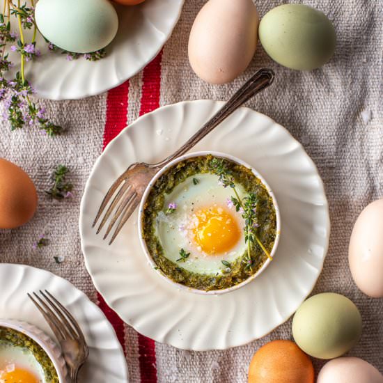 Baked Eggs Rockefeller - Recipe photo by primalwellnesscoach