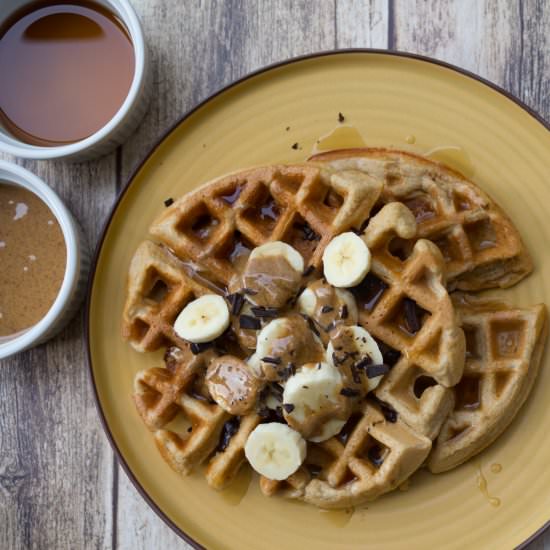 Almond Butter Protein Waffles - Recipe photo by caiteyjay