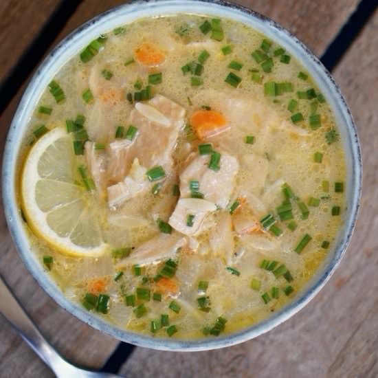 Greek lemon chicken soup vegan - Recipe photo by Blueberry Vegan