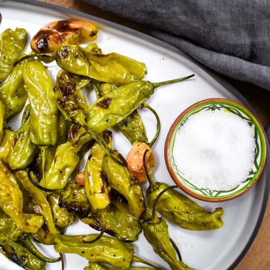 Easy grilled shishito peppers - Recipe photo by Sarah Gold Nutrition