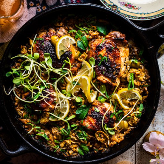 Chicken Farro Skillet - Recipe photo by rhubarbandcod
