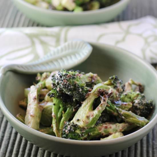 Broccoli & tahini-mustard dressing - Recipe photo by Food Gal