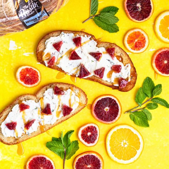 Blood Orange and Mint Ricotta Toast - Recipe photo by aducksoven