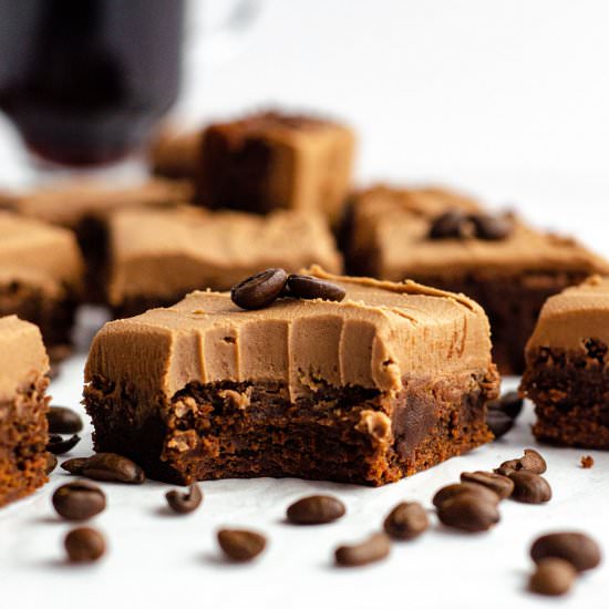 coffee brownies with mocha frosting - Recipe photo by freshaprilflours