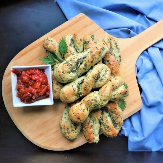 Stinging Nettle Breadsticks - Recipe photo by veryveganval