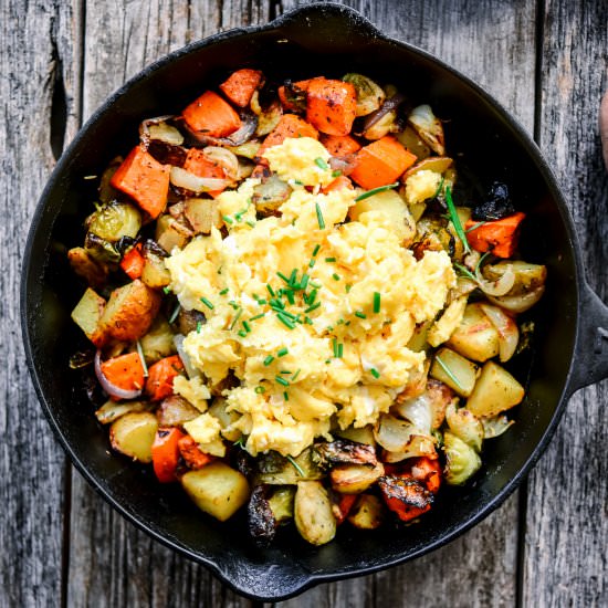 Roasted Veggie Hash with Eggs - Recipe photo by evashiva