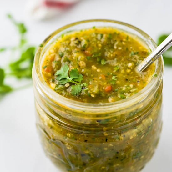 Charred Salsa Verde - Recipe photo by garlic and zest