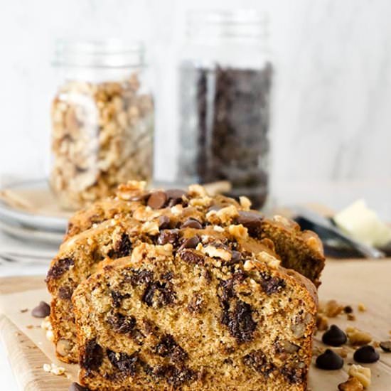 Chocolate Chip Banana Nut Bread - Recipe photo by Hungry Haley