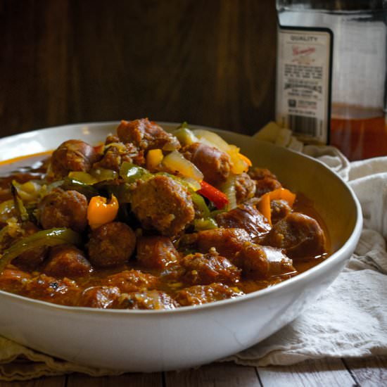 Bourbon Sausage and Peppers - Recipe photo by JawnsICooked