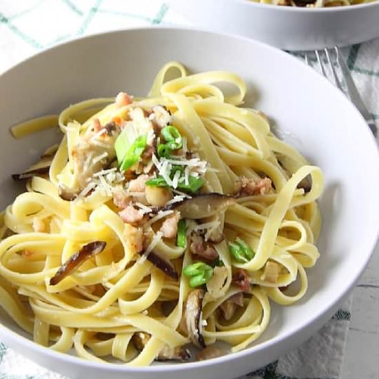 Pancetta Mushroom Fettuccine - Recipe photo by bittersideofsweet