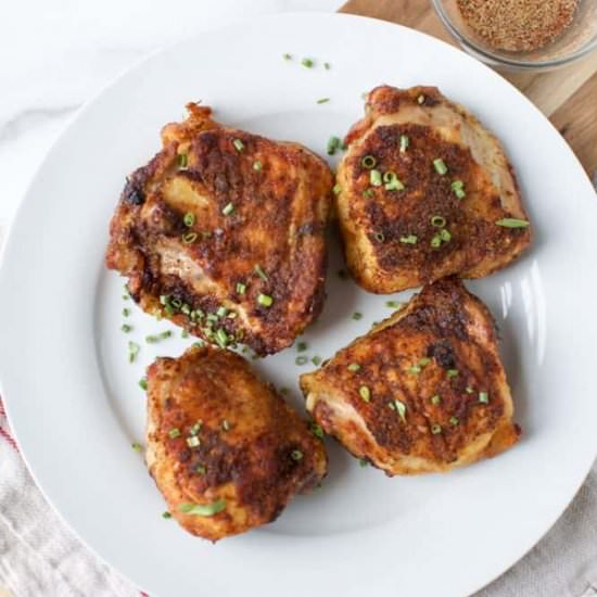 Keto Air Fryer Chicken Thighs - Recipe photo by Seasonal Cravings